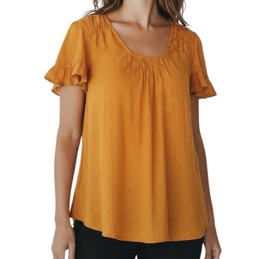 NWT MAEVE Hailey Flutter Short Sleeve Flowy Relaxed Fit Blouse Size Large